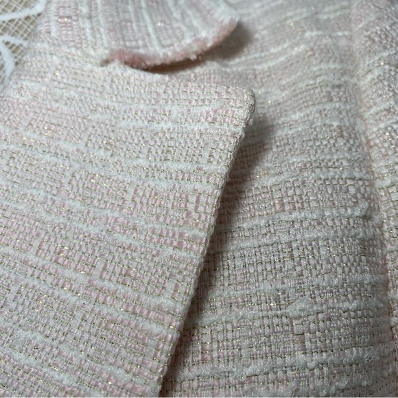 Walter Baker Boucle Blazer pink white metallic gold thread single-breast size L - Picture 5 of 16